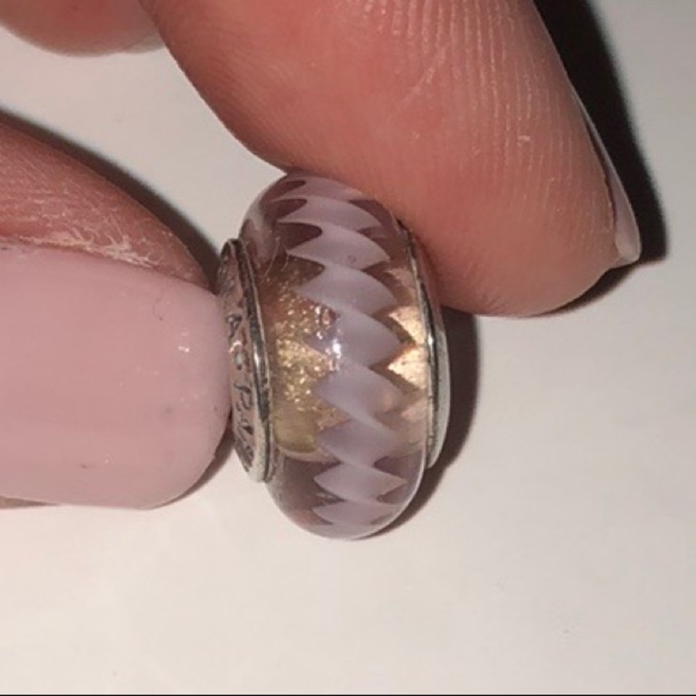 Authentic light purple glass pandora charm